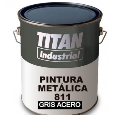 ESMALTE GRIS ACERO 4L TITAN  PINT. METALICA 811 .