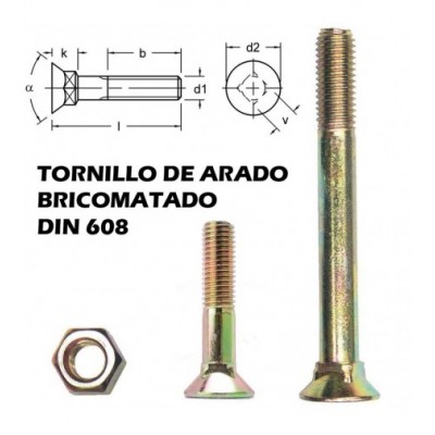 TORNILLO ARADO DIN 608  M  12 x 60  8.8 HI