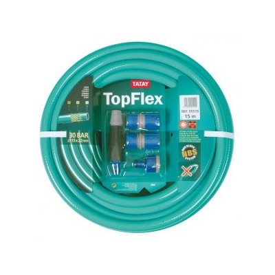 MANGUERA JARDIN TOPFLEX 5/8 15mm ROLLO 15m EQUIPADO