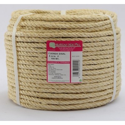 CUERDA TORCIDA DE SISAL   8mm 4/C R. 100m -Metro Lineal