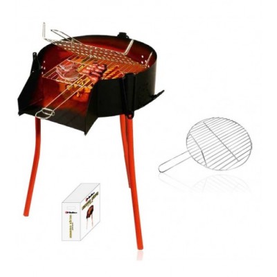 BARBACOA RUSTICA MULTIUSOS CON PARRILLA 50cm Ø