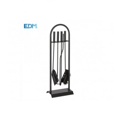 JUEGO DE CHIMENEA NEGRO ALTURA 4 PIEZAS 68CM EDM